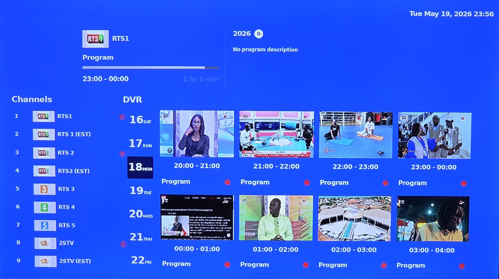 EkaTV App Interface